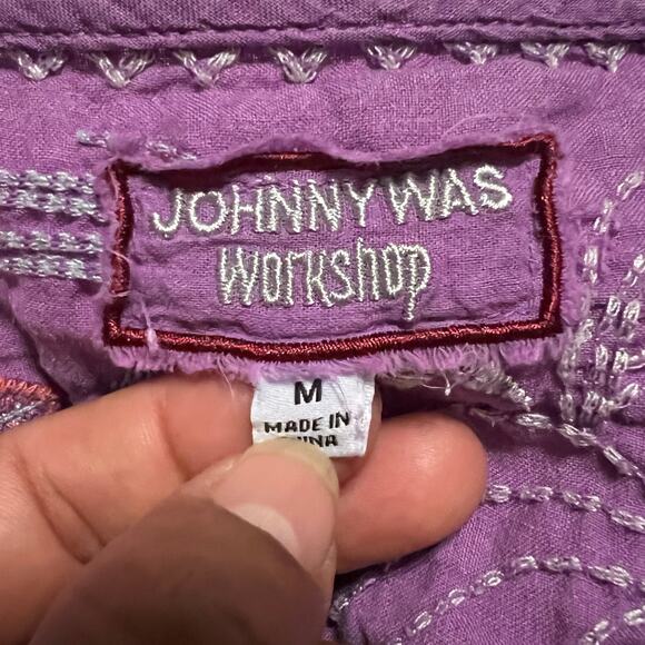 Johnny Was Workshop Women's Purple Embroidered Phoebe Drape Tunic Dress Medium - Picture 12 of 13